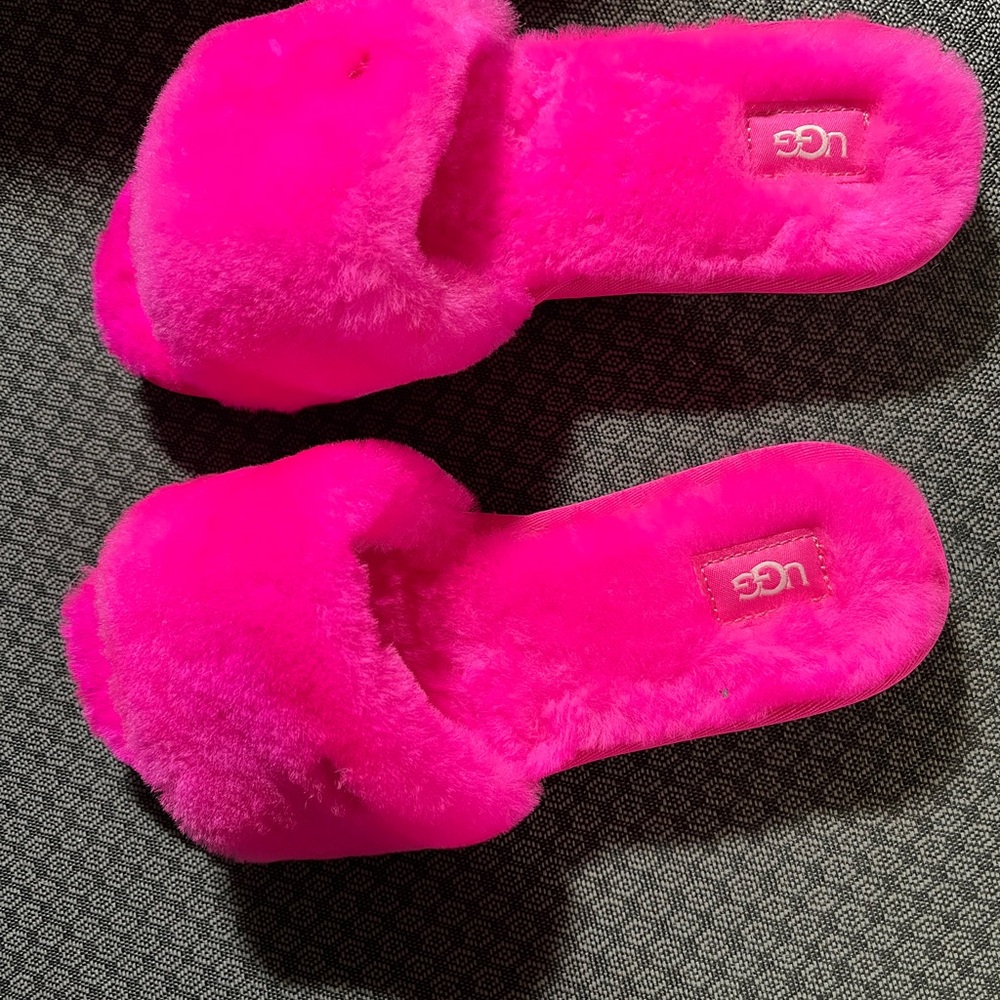 UGG Pink Fluffy Slippers